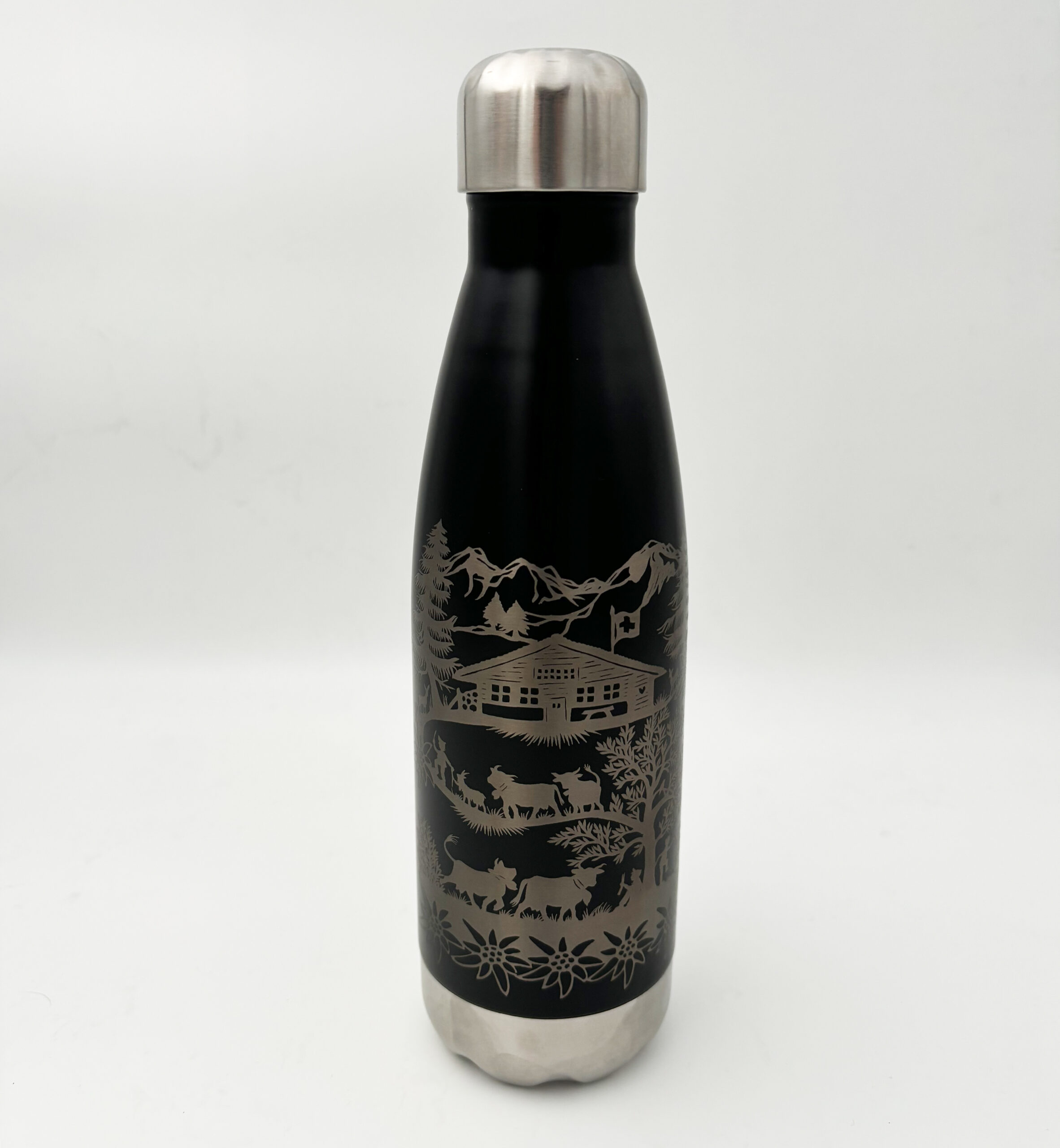 Thermoflasche schwarz 500 ml – Scherenschnitte Esther Gerber